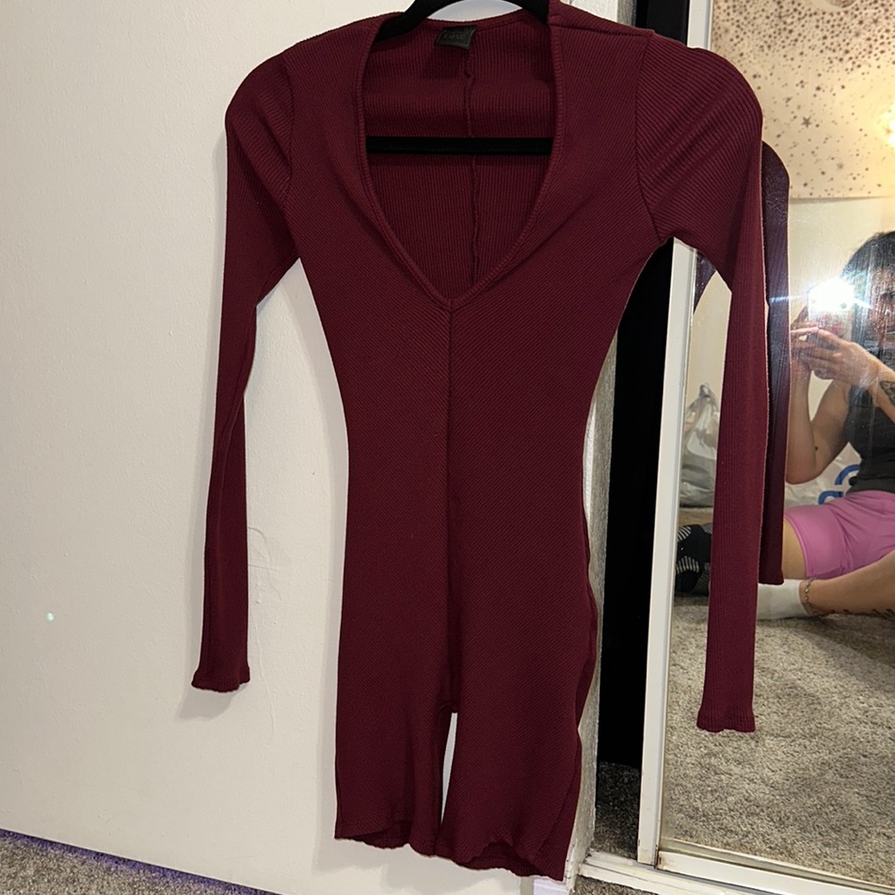 Maroon Boutique LA Luxe shorts bodysuit/ tight romper